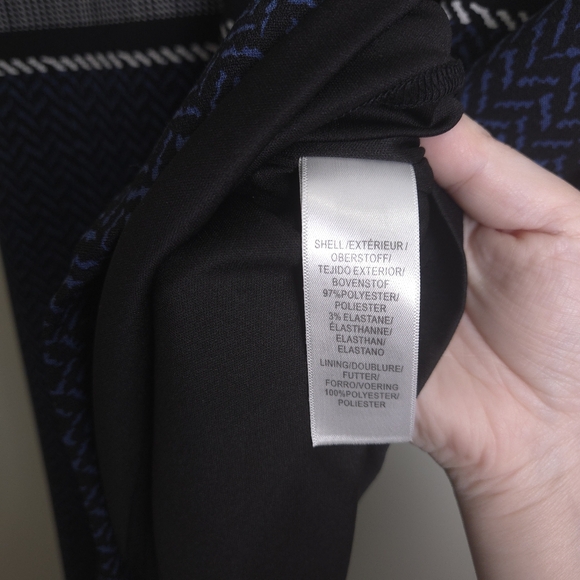 ADRIANNA PAPELL Capsule Sleeve V Neck Blue Geometric Career Dress 18W - Picture 7 of 7